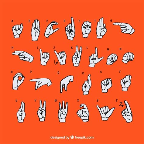 Sign Language Alphabet In Hand Drawn Style Free Vector