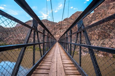 Beautiful Shot Of A Bridge Above The Colorado River In The Grand Canyon