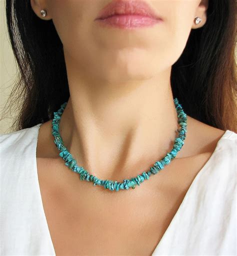 Turquoise Necklace 11th Anniversary Gift For Wife Crystal Beaded
