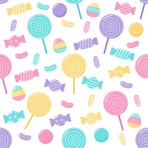 Kawaii Cute Pastel Candy Dulces Postres Patrón Sin Fisuras Con