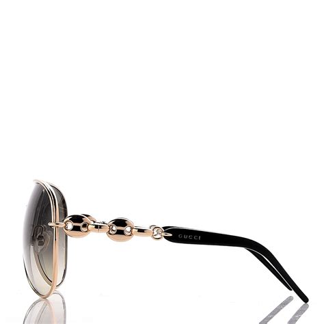 gucci marina chain aviator sunglasses gg 4225 s gold black 233552
