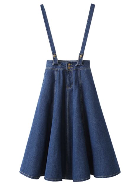 Cute Dark Blue Suspender Denim Skirt In 2022 Womens Skirt Fashion