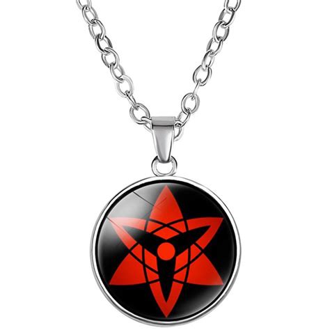 Hequ Hequ Naruto Anime Glass Cabochon Black Chain Necklace Pendant