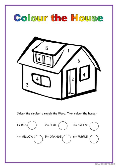 Colour The House Picture Description English Esl Worksheets Pdf And Doc