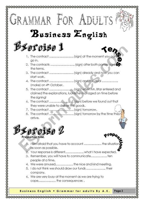 Grammar For Adults Business English Esl Worksheet — Db
