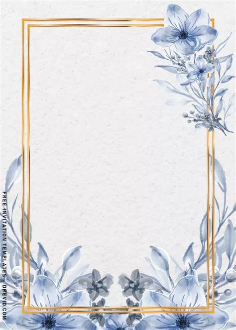 Stunning Blue Floral Wedding Invitation Templates Floral Cards
