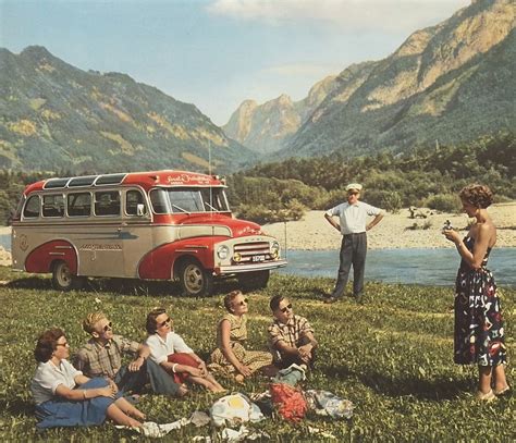 1950s Retro Picnic Summer Vintage Nature Retro Picnic Bus Old Photos