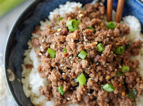Season beef with black pepper and add to skillet. Korean Beef Bowl Recipe | Just A Pinch Recipes