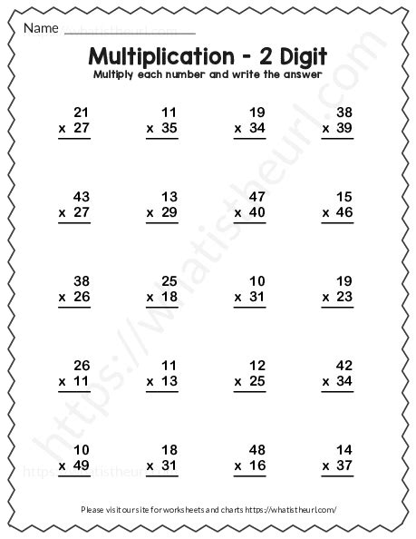 Double Digit Multiplication Worksheet With Answer Key Exercise 15