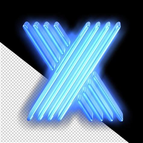 Premium Psd Blue Neon Symbol Letter X