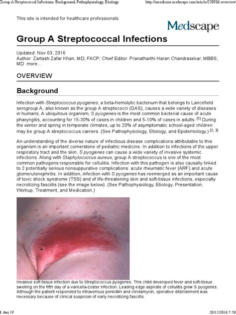 Group A Streptococcal Infections Background Pathophysiology Etiology