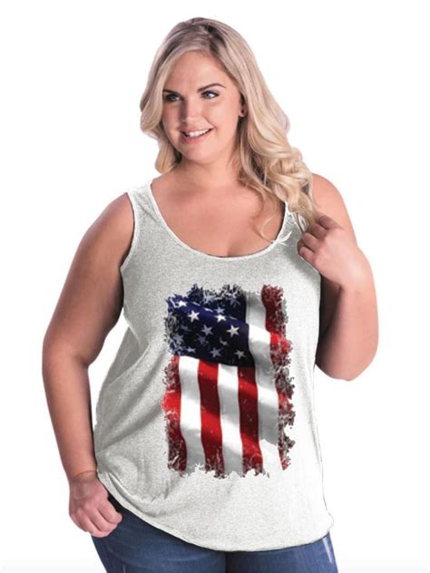 Iwpf Womens Plus Size Tank Top Up To Size 28 American Flag 4th Of July