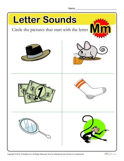 Letter Sounds M Preschool Letter Worksheet