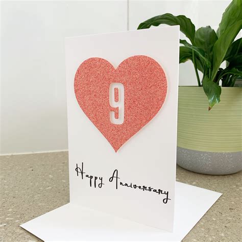 9th Wedding Anniversary Card Happy 9 Year Anniversary Card Etsy