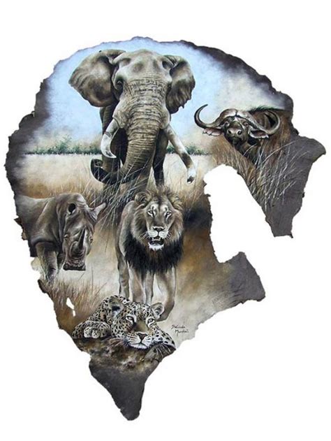 African Big 5 Oil Painting Colletts Wildlife Artistry