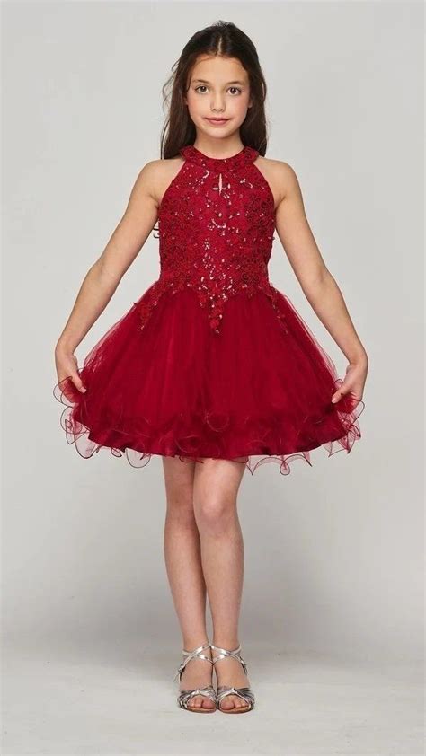 Girls Short Applique Halter Dress By Cinderella Couture 5100 Abc Fashion
