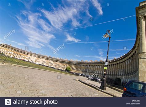 Horizontal Wide Angle View Of The Residential Georgian Royal Crescent