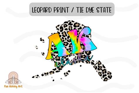 Alaska State Leopard Tie Dye Sublimation Graphic By Fae Ashley Art