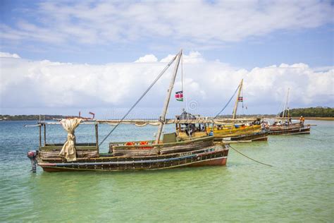 Sailing Boats On The Ocean Near The Beach Captured In Wasini Mombasa