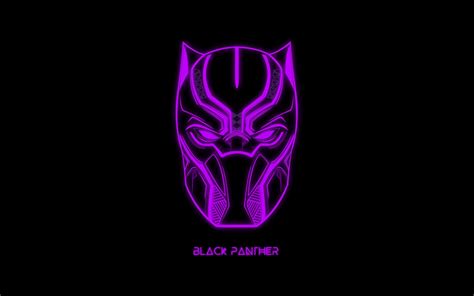 Download Wallpapers Black Panther Purple Neon Emblem Logo Creative