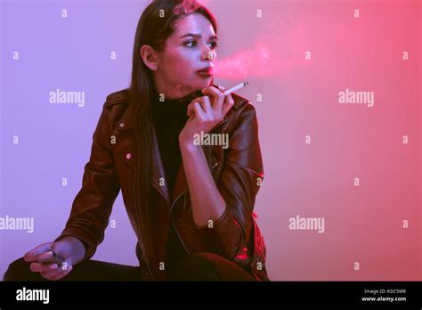 Fashion Model Smoking Cigarette Hi Res Stock Photography And Images Alamy