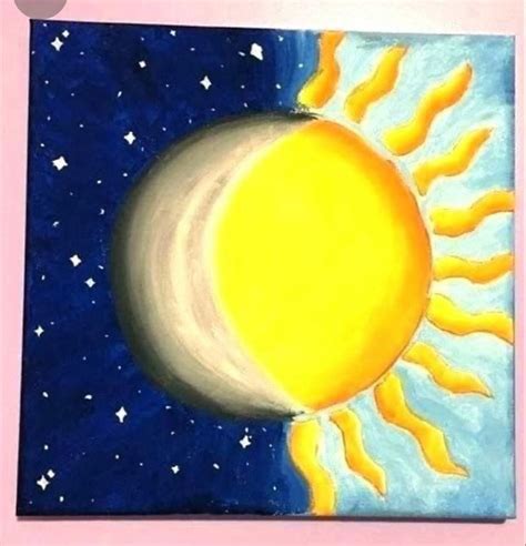 Moon And Sun Painting Easy Canvas Art Easy Canvas Painting Tree