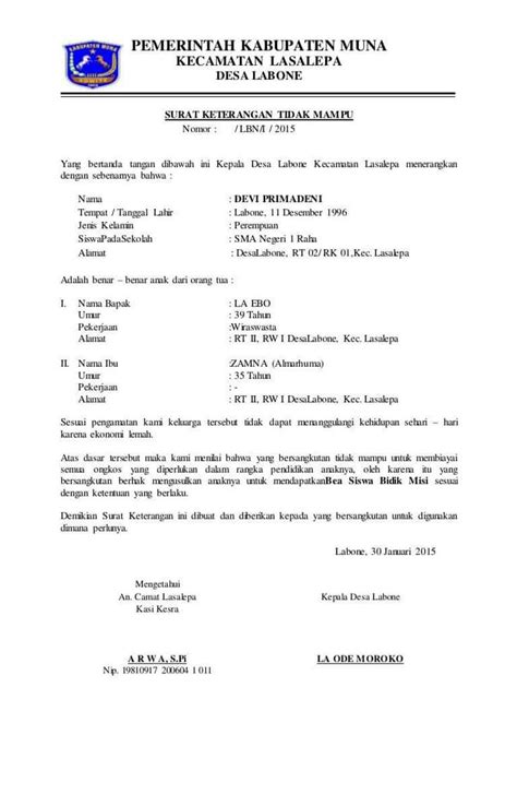 Contoh Surat Keterangan Tidak Mampu Dari Desa Ketua Rw Ketua Rt