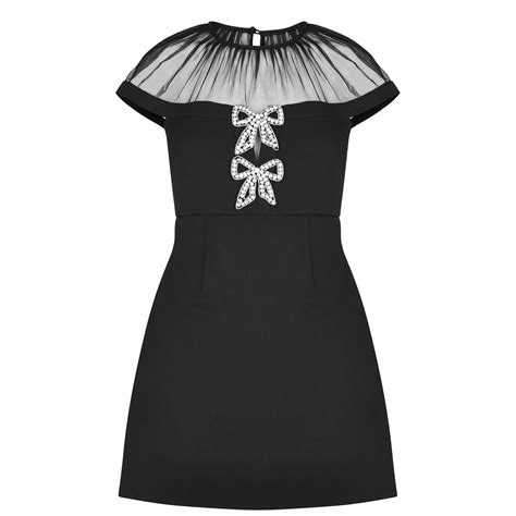 Self Portrait Bonded Crepe Bow Mini Dress Women A Line Dresses