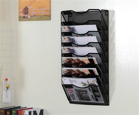 Easypag 8 Pocket Metal Wall File Holder Organizer Hanging Magazine Rack