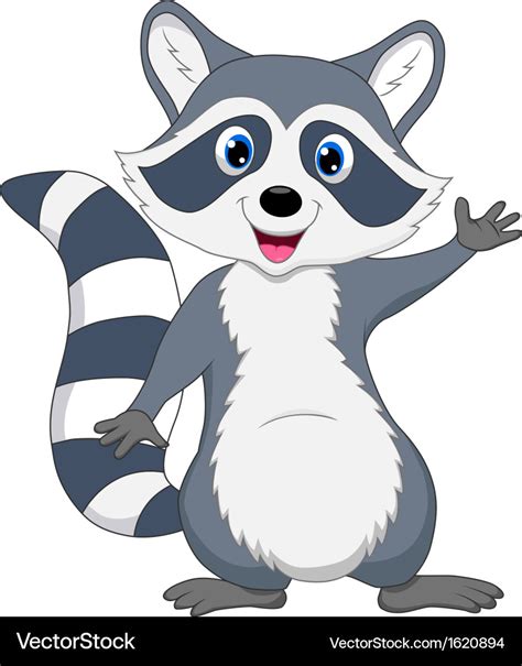 Cute Raccoon Cartoon Waving Hand Royalty Free Vector Image