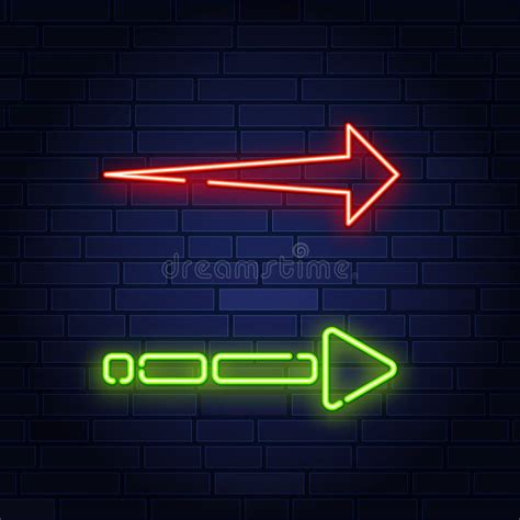 Neon Red And Green Arrows On A Brick Wall Vector Illustration Stock Vector Illustration Of