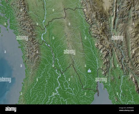 Bago Division Of Myanmar Elevation Map Colored In Wiki Style With