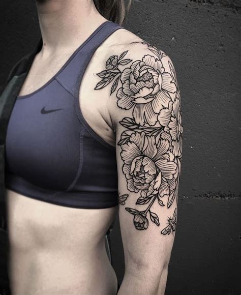Placement Half Sleeve Tattoo Upper Arm Flower Tattoo Shoulder Half