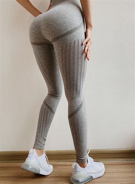2021 High Waisted Grey Energy Women Scrunch Butt Workout Tights Yoga