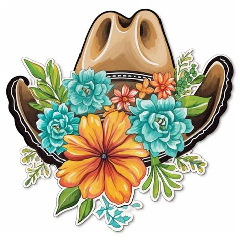 Premium Ai Image A Close Up Of A Cowboy Hat With Flowers And Leaves