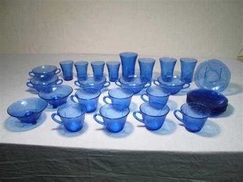 351 Cobalt Blue Glass Dinnerware Set 44 Pcs