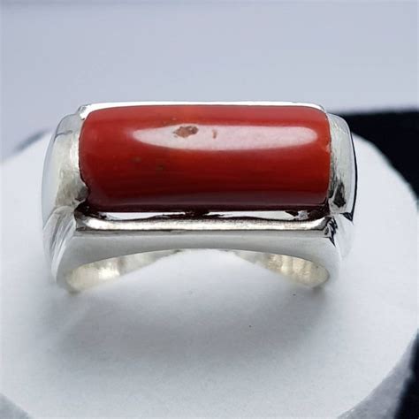 Real Dark Deep Red Beautiful Coral Ring Coral Rings For Men Etsy