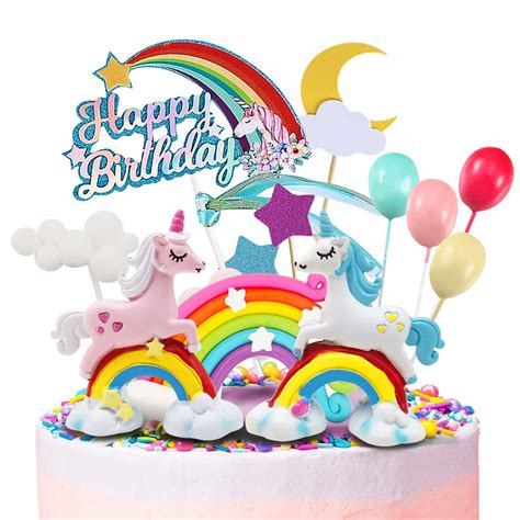 Buy Humairc Unicorn Cake Topper Rainbow Unicorn Happy Birthday Cake