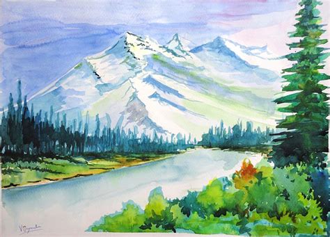 Snowy Mountains Painting By Vijayendra Bapte