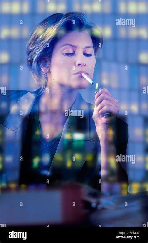 Executive Woman Smoking Stock Photo Alamy
