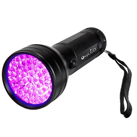 Escolite uv flashlight blacklight 51 led, 395nm, detector for pet stains, urine and bed bug. OxyLED UV Flashlight Black Light, 51 LED 395 nM ...