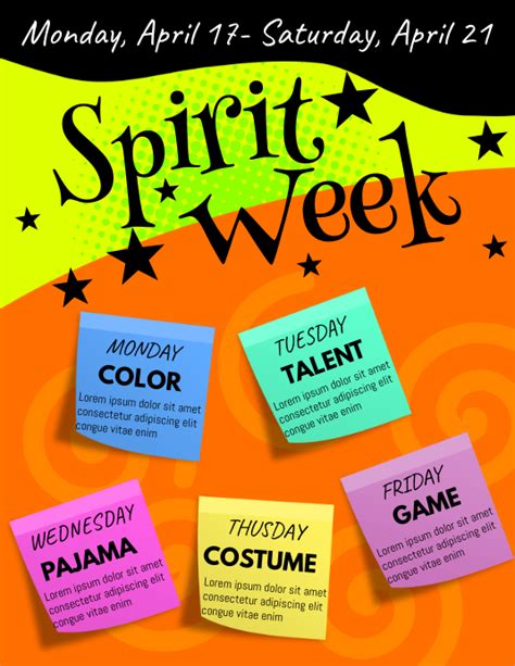 Spirit Week Flyer Template Postermywall