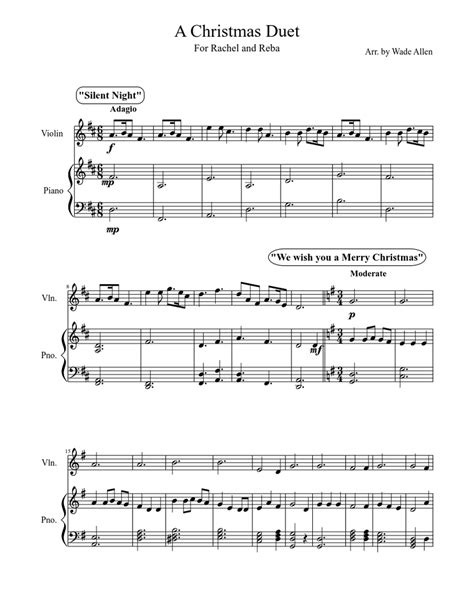 A Christmas Duet Easy Sheet Music For Piano Violin Solo