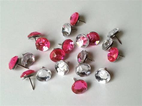 Pink And Silver Clear Rhinestone Push Pins Pink By Colorpalace