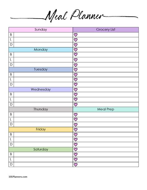5 Day Meal Planner Template Best Culinary And Food