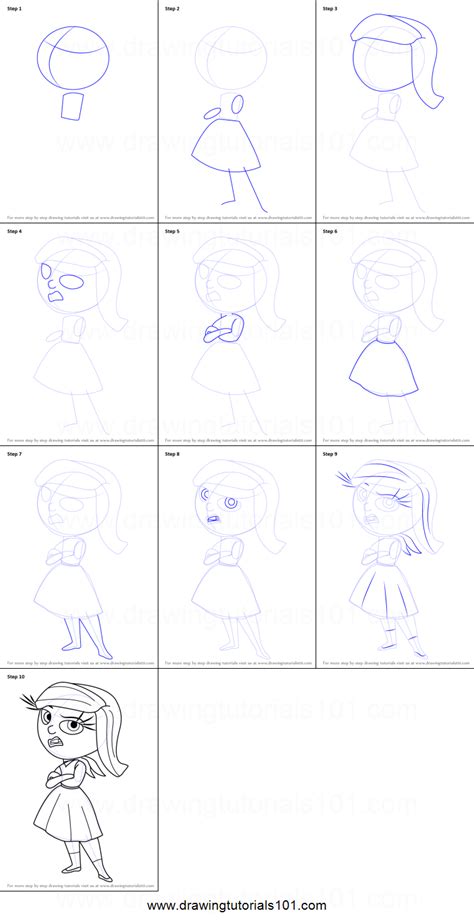 Draw the hands as shown. How to Draw Disgust from Inside Out printable step by step ...