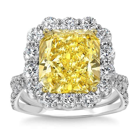 663ctw Radiant Cut Fancy Intense Yellow Diamond Ring Platinum Costco Uk