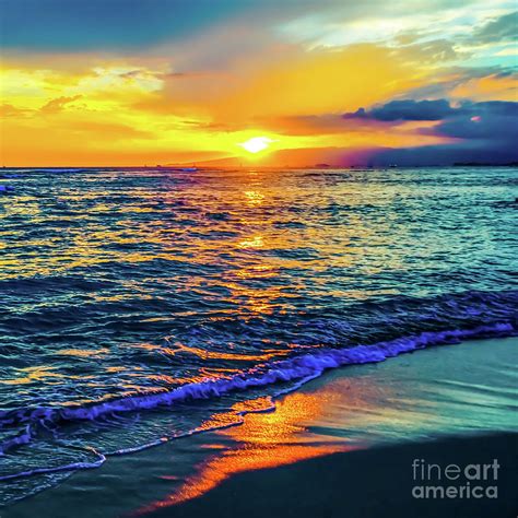 It is the favorite destination for families and friends alike; Hawaii Beach Sunset 149 Photograph by D Davila