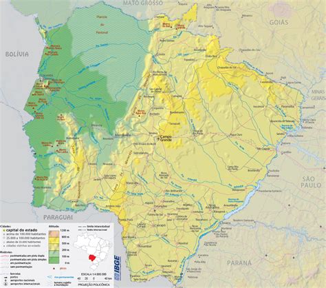 Map Of The State Of Mato Grosso Do Sul