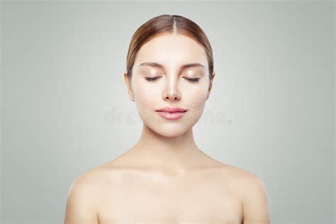 Female Model Face Eyes Closed Young Perfect Woman With Healthy Skin Stock Image Image Of